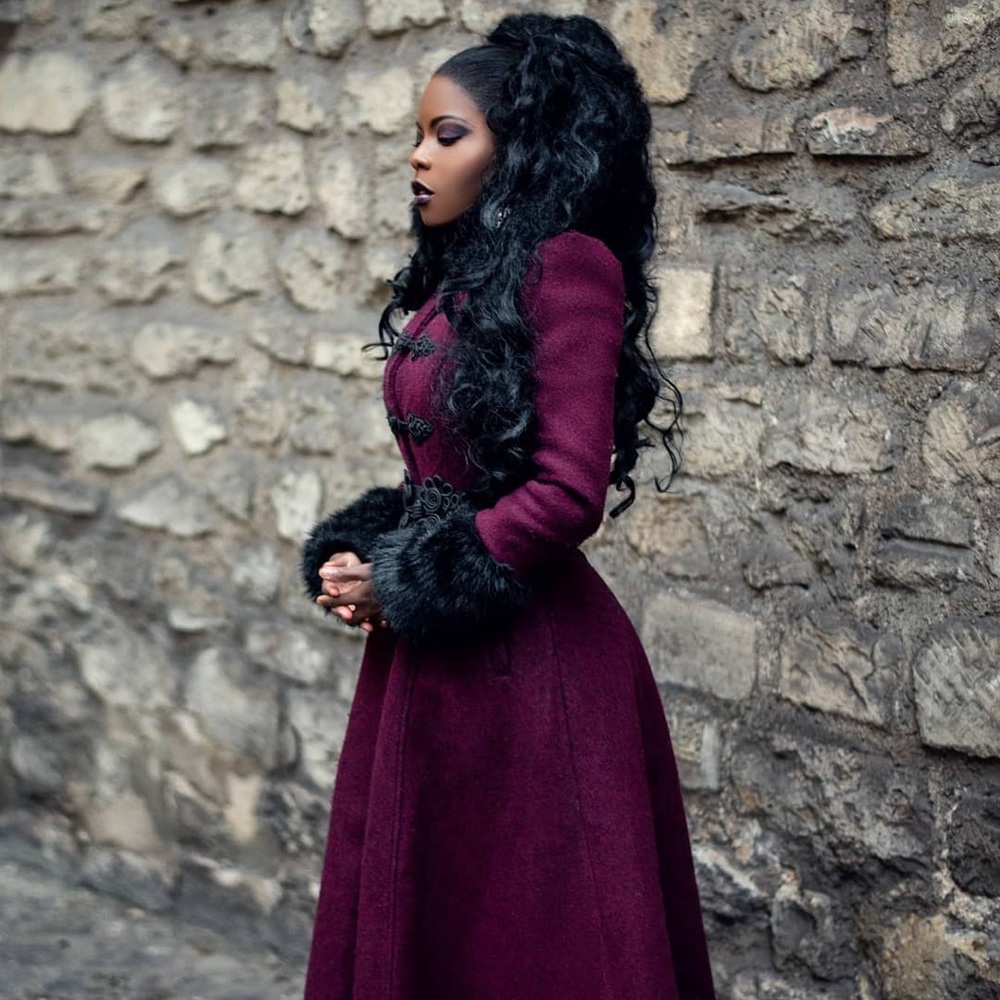 Beautiful Burgundy Victorian Look Adult Winter Coat